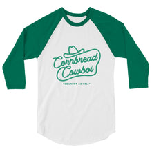 Load image into Gallery viewer, Green font western cowboi 3/4 sleeve raglan shirt
