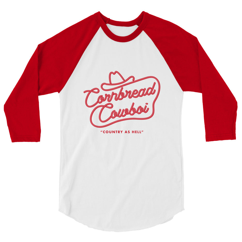 Red font western Cowboi 3/4 sleeve raglan shirt