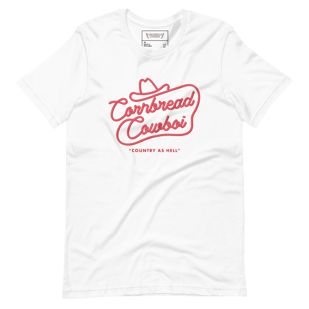 Red logo western cornbread cowboi tee